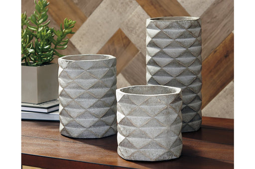 Charlot Gray Vase (Set of 3) - Lara Furniture