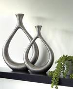 Dimaia Antique Silver Finish Vase (Set of 2) - Lara Furniture