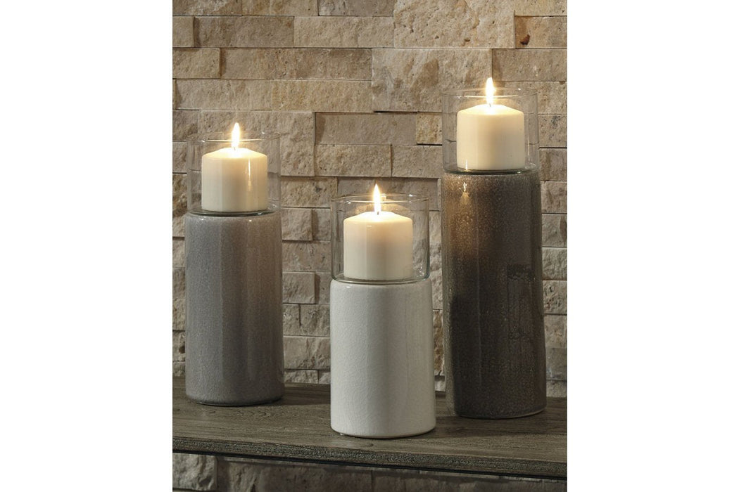 Deus Gray/White/Brown Candle Holder (Set of 3) - Lara Furniture