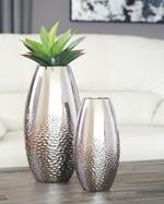 Dinesh Silver Finish Vase (Set of 2) - Lara Furniture