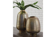 Miette Antique Brass Finish Vase (Set of 2) - Lara Furniture