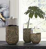 Clement Antique Gold Finish Vase (Set of 3) - Lara Furniture