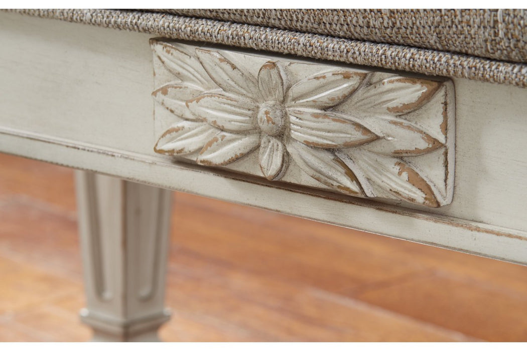 Realyn Antique White Accent Bench - Lara Furniture