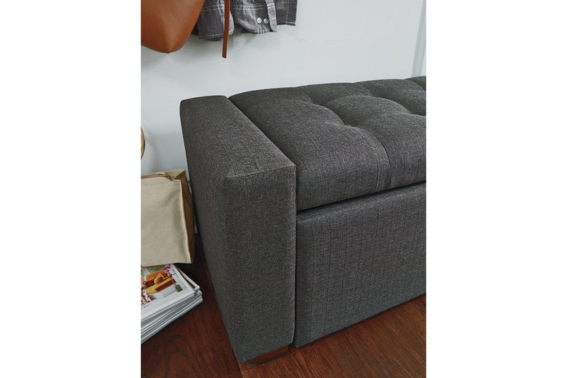 Cortwell Gray Storage Bench - Lara FurnitureAccent Bench
