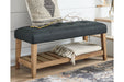 Cabellero Charcoal/Brown Upholstered Accent Bench - Lara Furniture