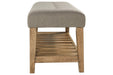 Cabellero Light Beige/Brown Upholstered Accent Bench - Lara Furniture