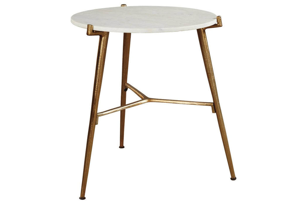 Chadton White/Gold Finish Accent Table - Lara Furniture