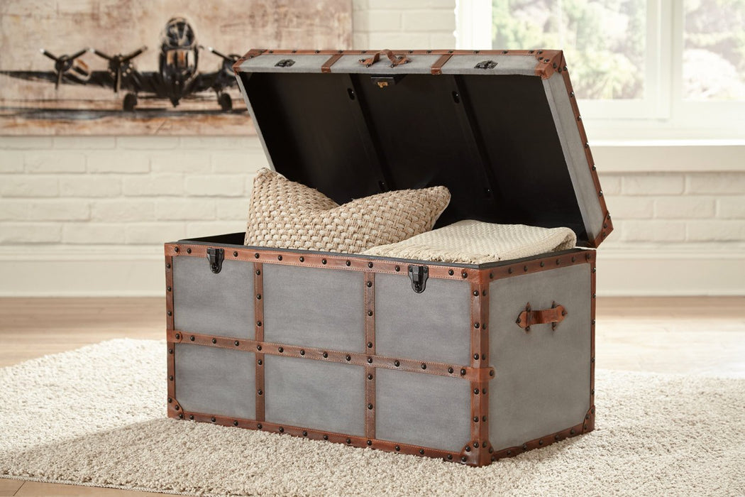 Amsel Gray Storage Trunk - Lara Furniture