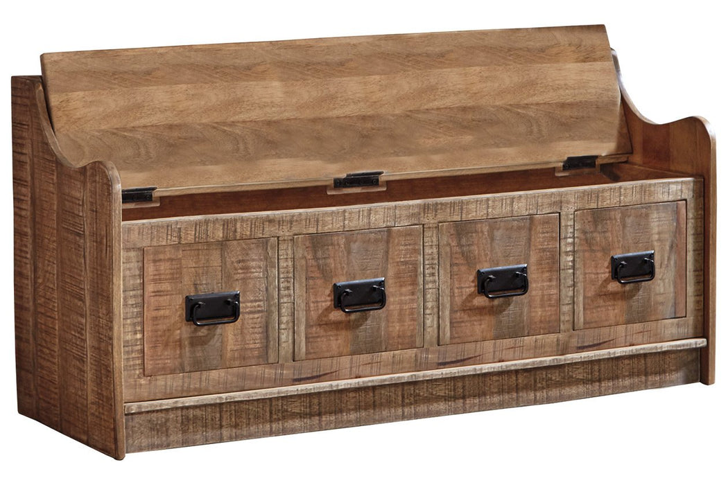 Garrettville Brown Storage Bench - Lara Furniture