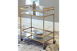 Kailman Gold Finish Bar Cart - Lara Furniture