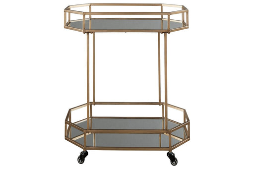 Daymont Gold Finish Bar Cart - Lara Furniture