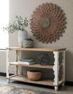 Alwyndale Antique White/Brown Sofa/Console Table - Lara Furniture