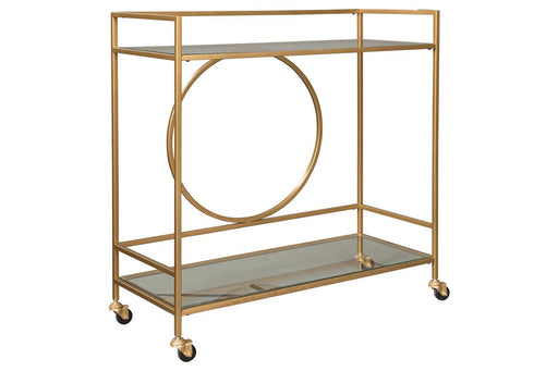 Jackford Antique Gold Finish Bar Cart - Lara Furniture