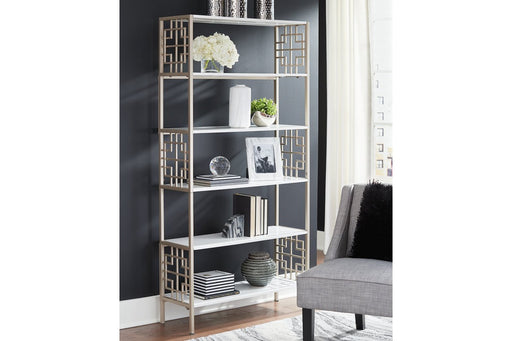 Glenstone Champagne/White Bookcase - Lara Furniture