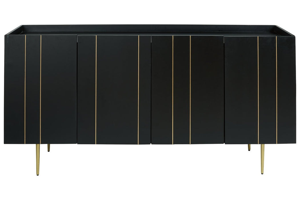 Brentburn Black/Gold Finish Accent Cabinet - Lara Furniture
