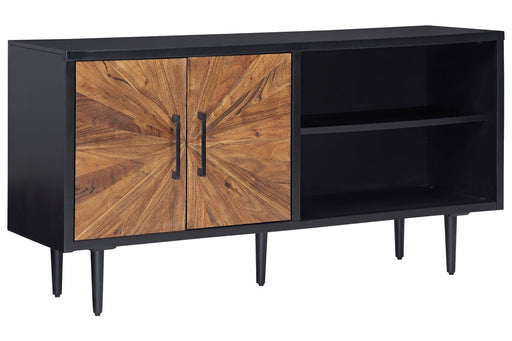Shayland Black/Brown Accent Cabinet - Lara Furniture