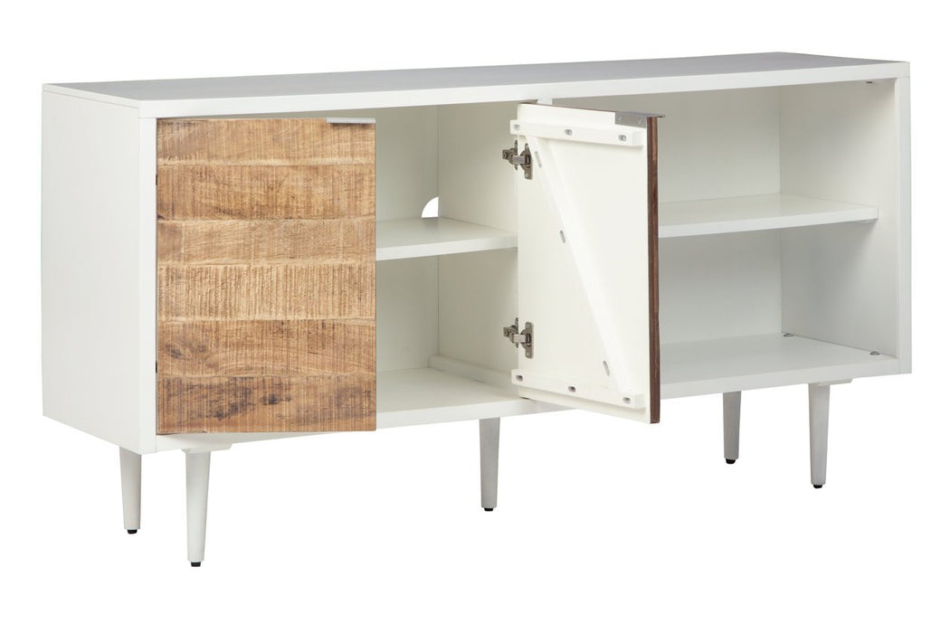 Shayland White/Brown Accent Cabinet - Lara Furniture