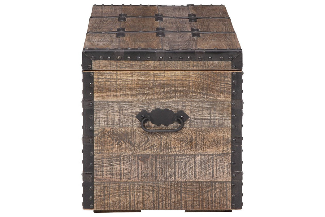 Dartland Distressed Gray Storage Trunk - Lara Furniture