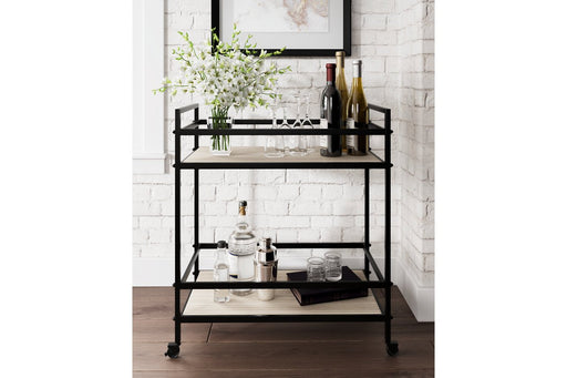 Waylowe Black/Tan Bar Cart - Lara Furniture