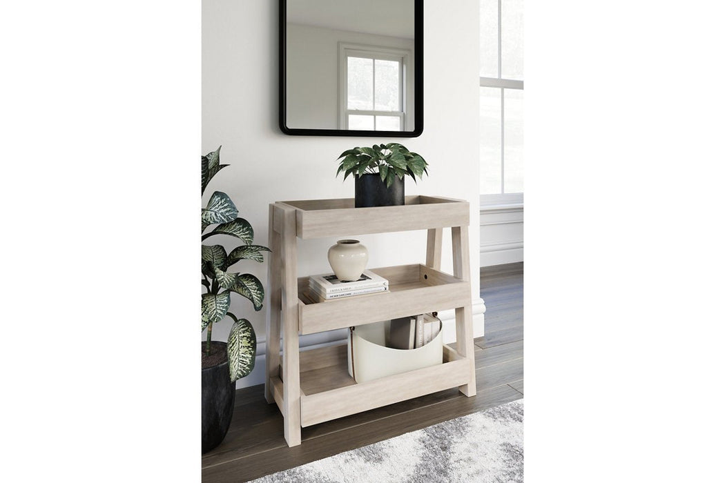 Blariden Light Tan Shelf Accent Table - Lara Furniture