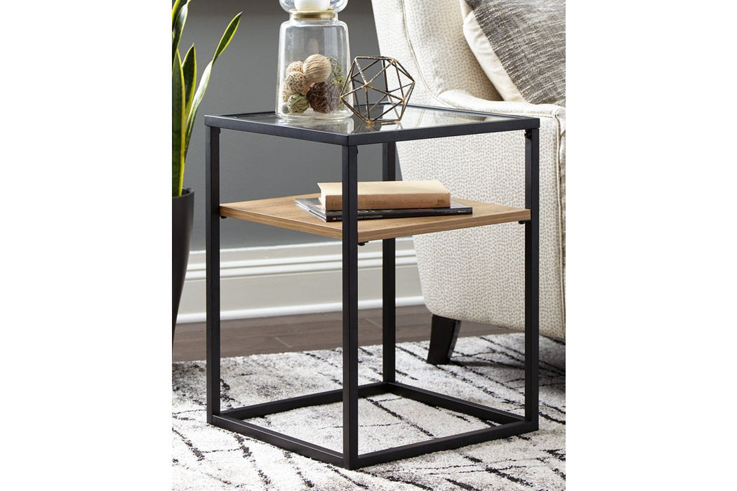 Harrelburg Light Brown/Black Accent Table - Lara Furniture