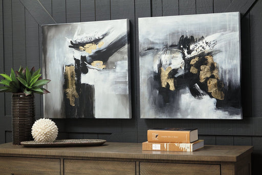 Jerrin Black/White/Gold Finish Wall Art (Set of 2) - Lara Furniture