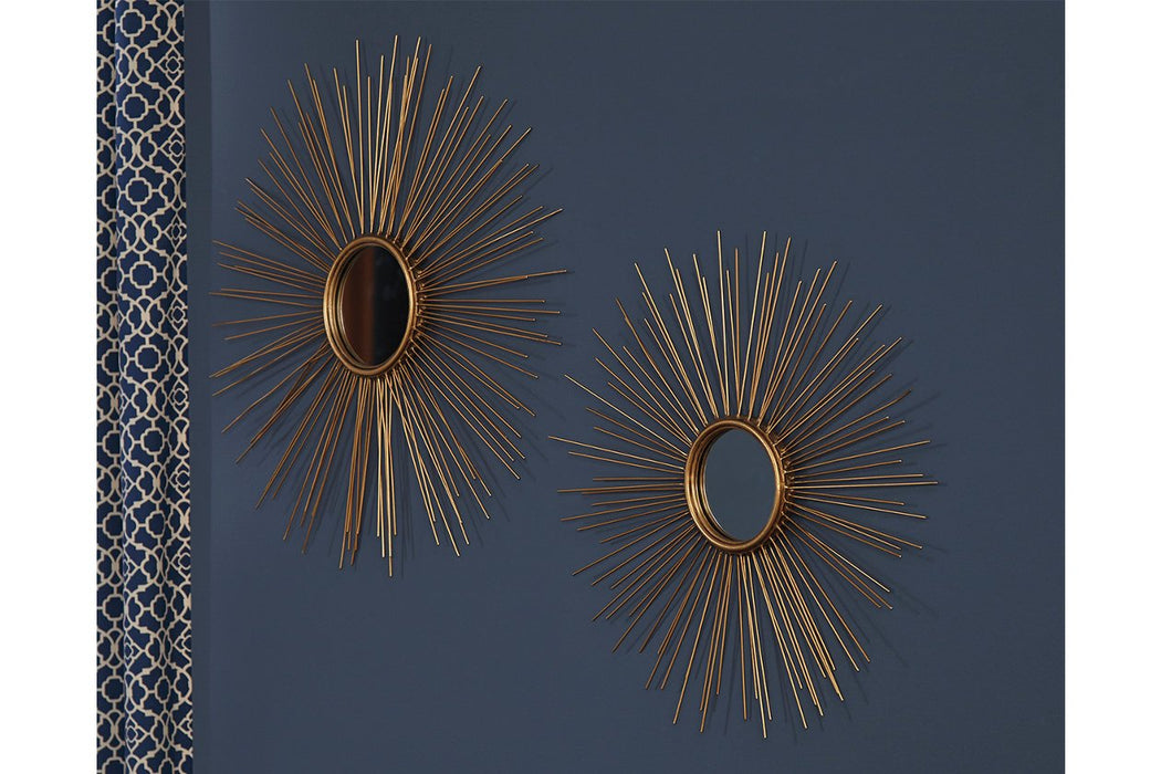 Doniel Antique Gold Finish Accent Mirror (Set of 2) - Lara Furniture