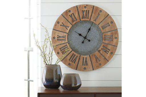 Payson Antique Gray/Natural Wall Clock - Lara Furniture