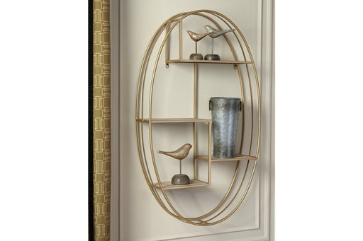 Elettra Natural/Gold Finish Wall Shelf - Lara Furniture