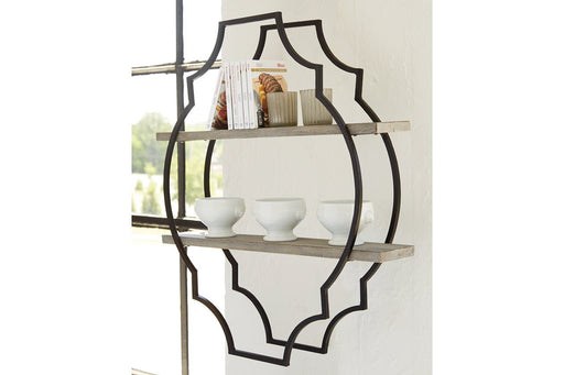 Candon Antique Gray/Black Wall Shelf - Lara Furniture