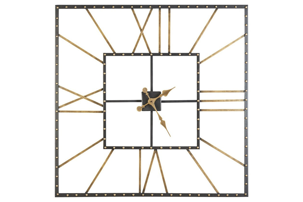 Thames Black/Gold Finish Wall Clock - Lara Furniture