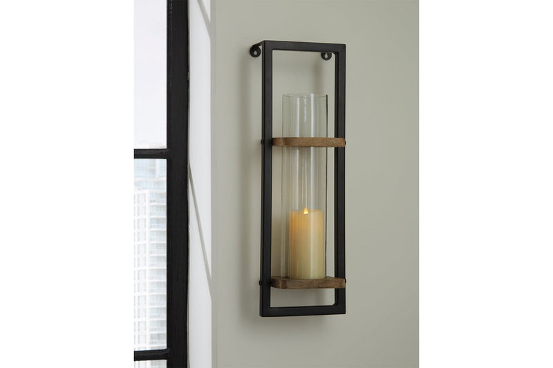 Colburn Natural/Black Wall Sconce - Lara FurnitureSconce