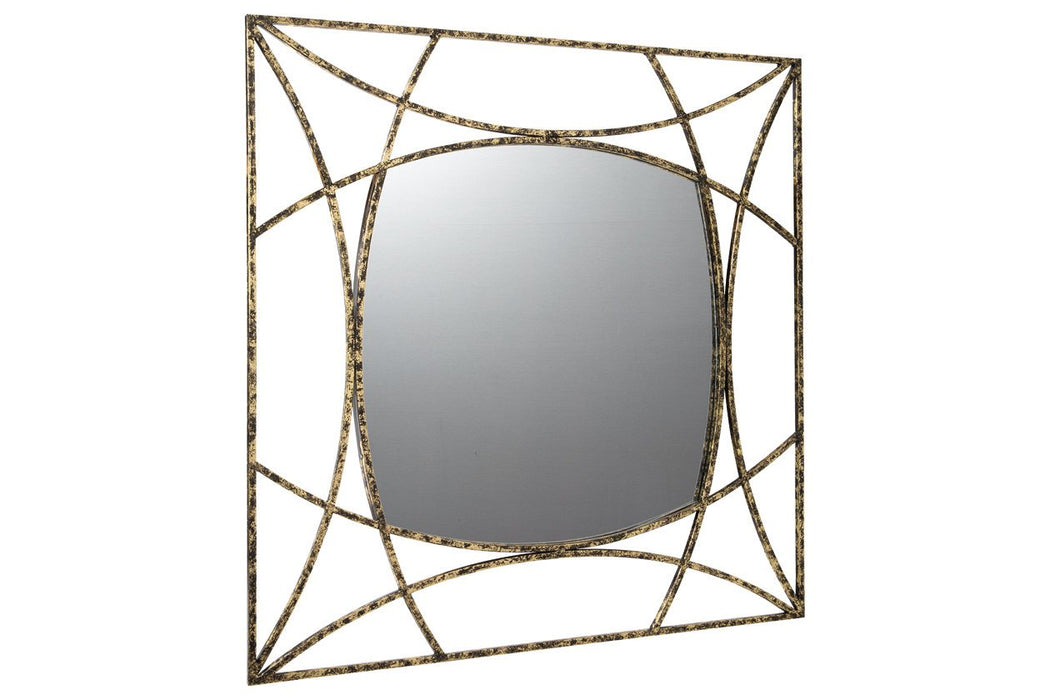 Keita Black/Gold Finish Accent Mirror - Lara Furniture