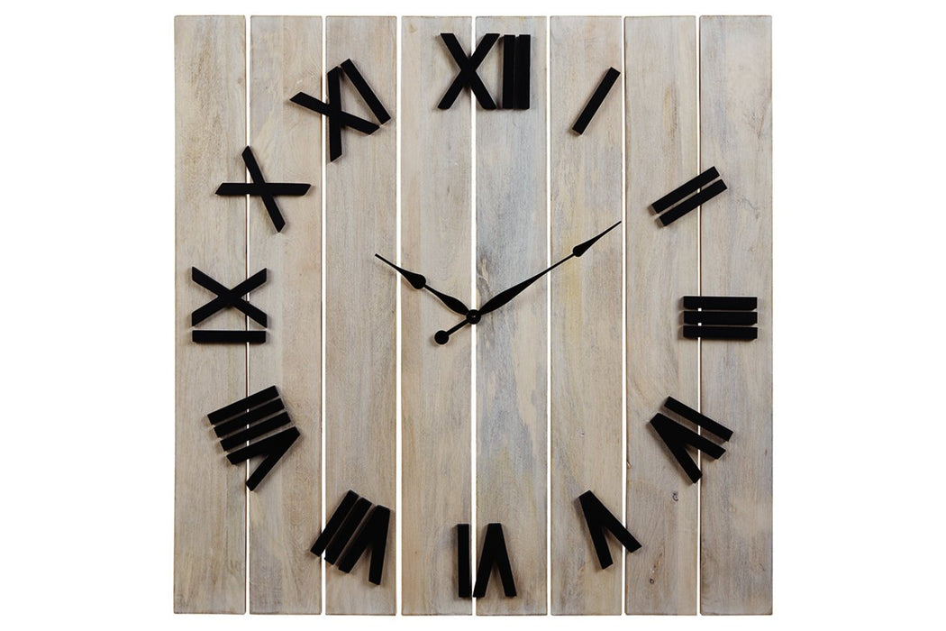 Bronson Whitewash/Black Wall Clock - Lara Furniture