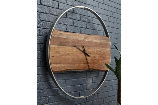 Panchali Brown/Silver Finish Wall Clock - Lara Furniture