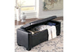 Benches Black Upholstered Storage Bench - Lara Furniture