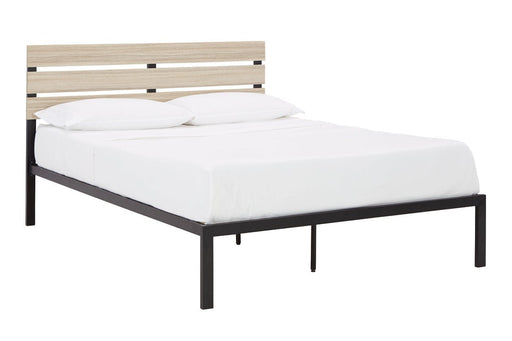 Waylowe Natural/Black King Platform Bed - Lara Furniture