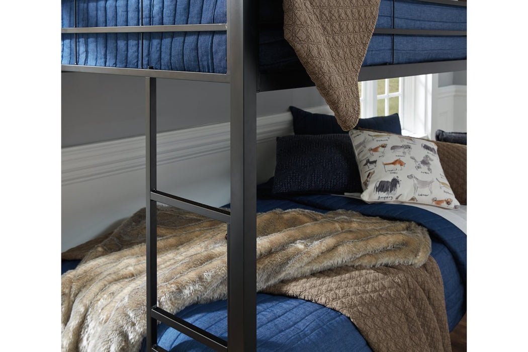 Broshard Black Twin over Twin Metal Bunk Bed - Lara Furniture