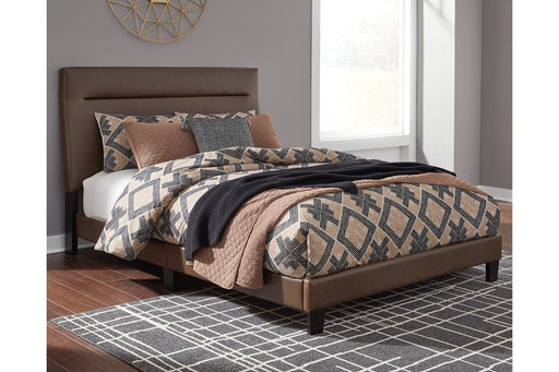Adelloni Brown Queen Upholstered Bed - Lara Furniture