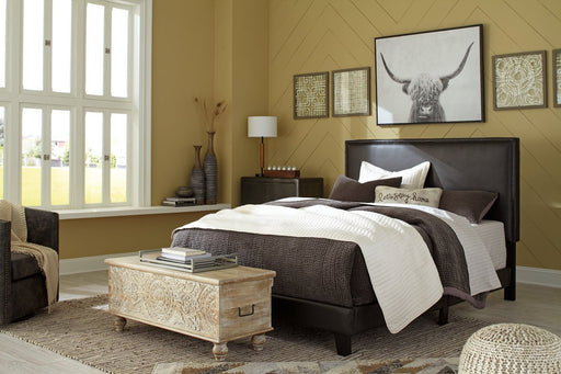 Mesling Dark Brown Queen Upholstered Bed - Lara Furniture