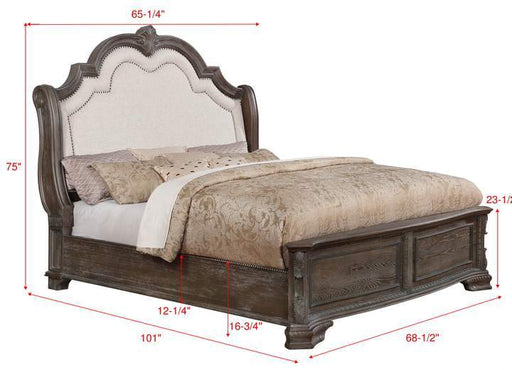Sheffield Antique Gray Queen Panel Bed - Lara Furniture
