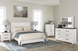 Gerridan White-Gray Queen Panel Bed - Lara Furniture