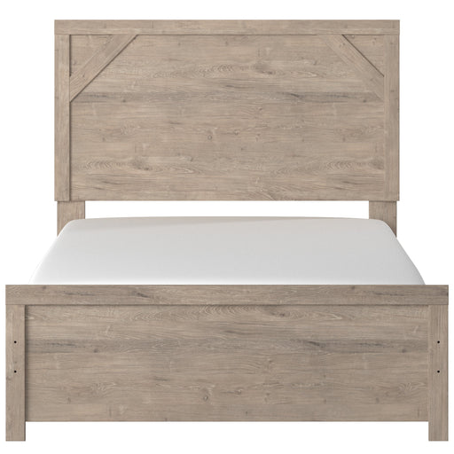 Senniberg Light Brown-White Full Panel Bed - Lara Furniture
