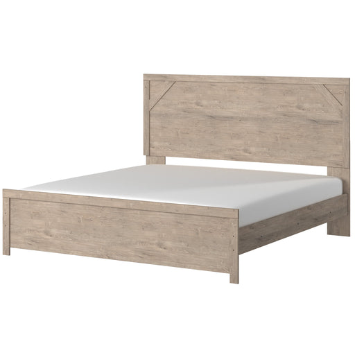 Senniberg Light Brown-White King Panel Bed - Lara Furniture