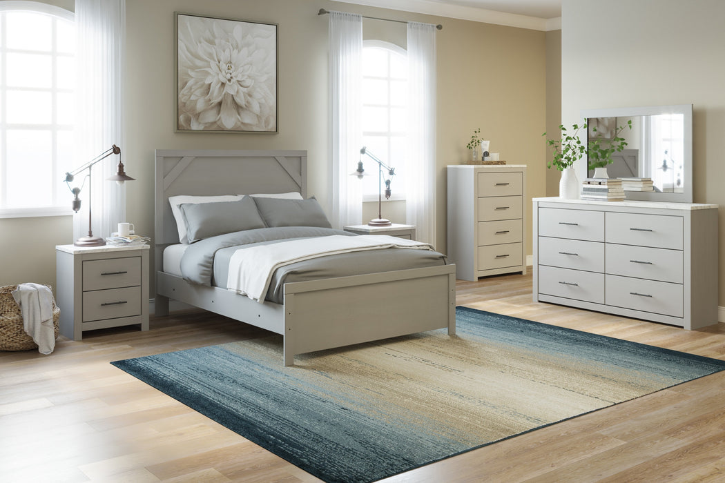 Cottenburg Light Gray-White Full Panel Bed - Lara Furniture