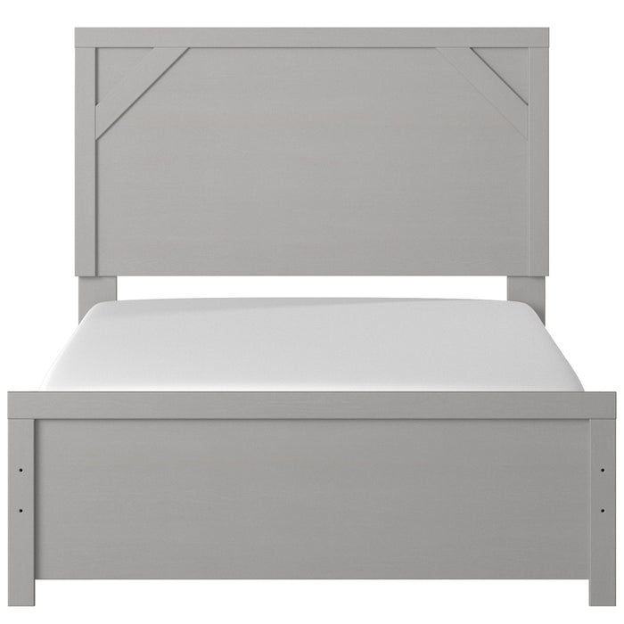 Cottenburg Light Gray-White Full Panel Bed - Lara Furniture