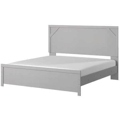 Cottenburg Light Gray-White King Panel Bed - Lara Furniture