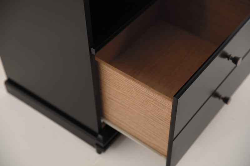 Maribel Black One Drawer Nightstand - Lara FurnitureNightstand