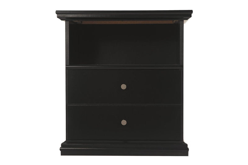 Maribel Black One Drawer Nightstand - Lara FurnitureNightstand