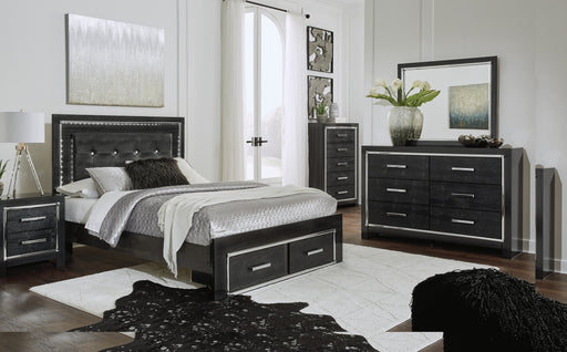 Kaydell Black LED Footboard Storage Platform Bedroom Set - Lara Furniture